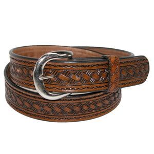 CTM Men's Big & Tall Leather Western Belt with Removable Buckle